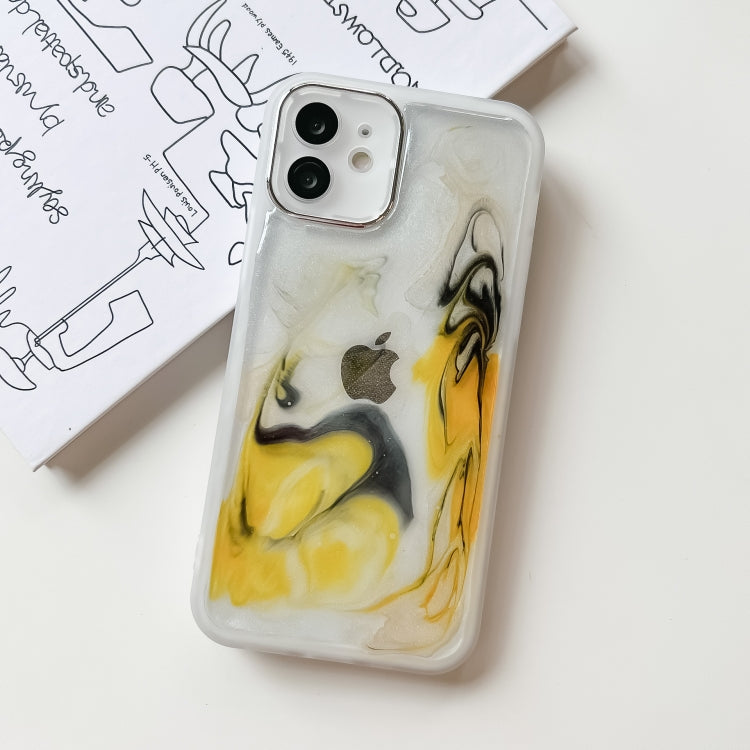 For iPhone 12 Oil Painting Electroplating TPU Phone Case(White) - iPhone 12 / 12 Pro Cases by PMC Jewellery | Online Shopping South Africa | PMC Jewellery