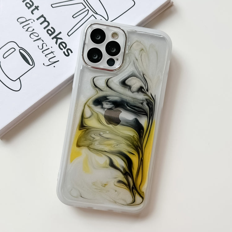 For iPhone 12 Pro Oil Painting Electroplating TPU Phone Case(White) - iPhone 12 / 12 Pro Cases by PMC Jewellery | Online Shopping South Africa | PMC Jewellery