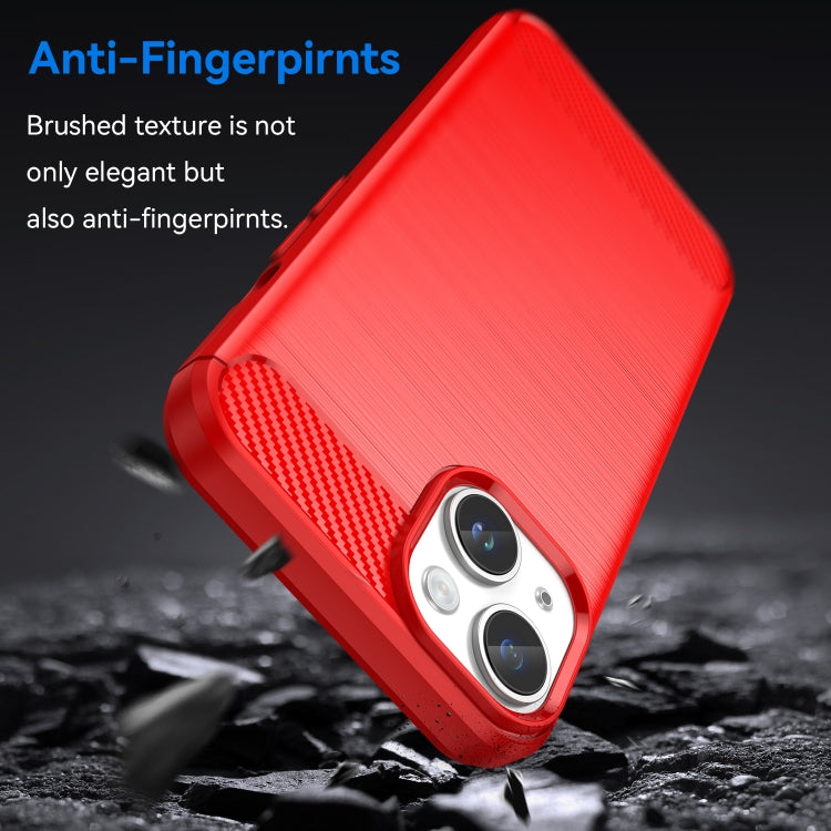 For iPhone 15 Brushed Texture Carbon Fiber TPU Phone Case(Red) - iPhone 15 Cases by PMC Jewellery | Online Shopping South Africa | PMC Jewellery