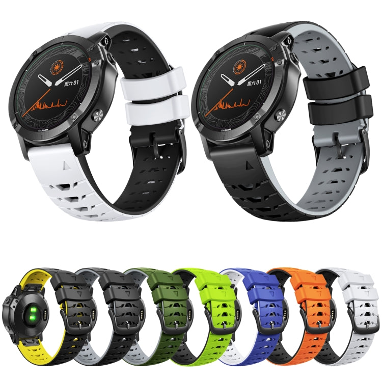 For Garmin Fenix 7 22mm Trapezoidal Quick Release Silicone Watch Band(White Black) -  by PMC Jewellery | Online Shopping South Africa | PMC Jewellery