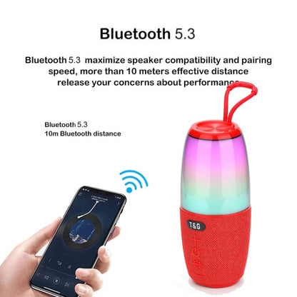 T&G TG644 5W High Power RGB Light Portable Bluetooth Speaker(Red) - Waterproof Speaker by T&G | Online Shopping South Africa | PMC Jewellery