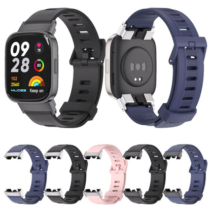 For Redmi Watch 3 Mijobs Flat Hole Breathable TPU Watch Band(Black+Silver) -  by MIJOBS | Online Shopping South Africa | PMC Jewellery