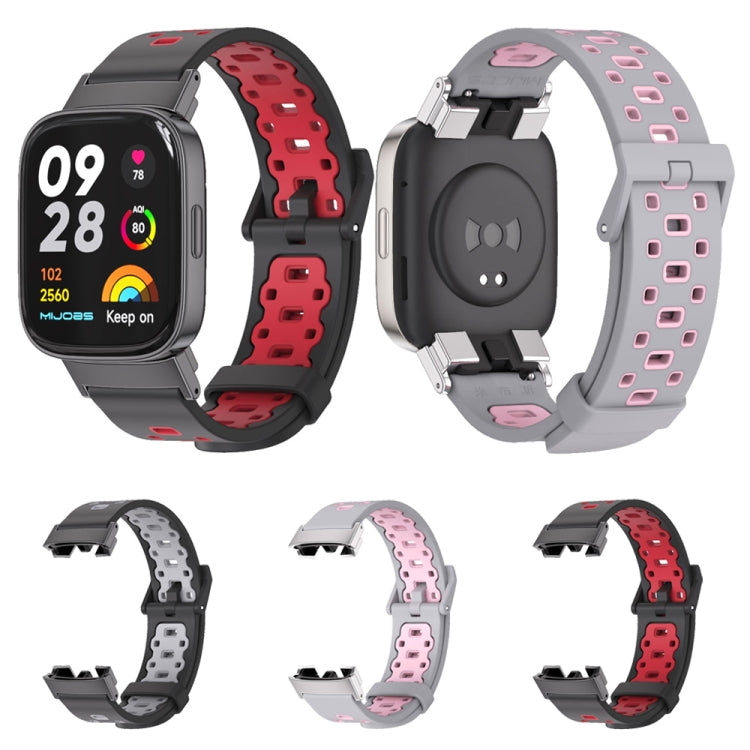 For Redmi Watch 3 Mijobs Square Hole Breathable TPU Watch Band(Black Grey) -  by MIJOBS | Online Shopping South Africa | PMC Jewellery