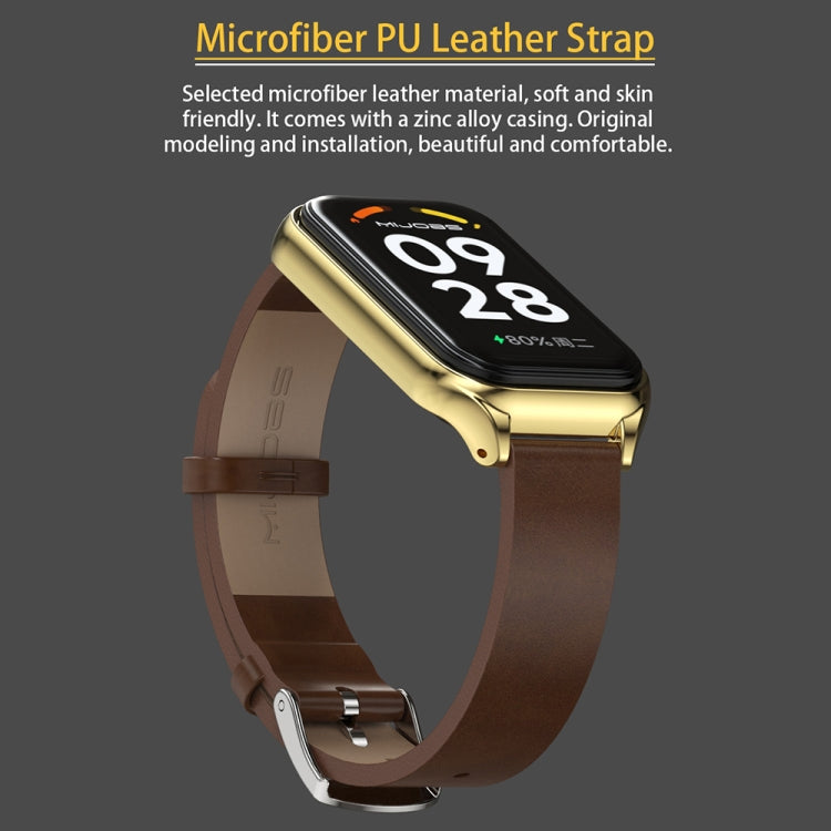 For Redmi Band 2 Mijobs Metal Shell Microfiber PU Leather Watch Band(Brown Gold) -  by MIJOBS | Online Shopping South Africa | PMC Jewellery