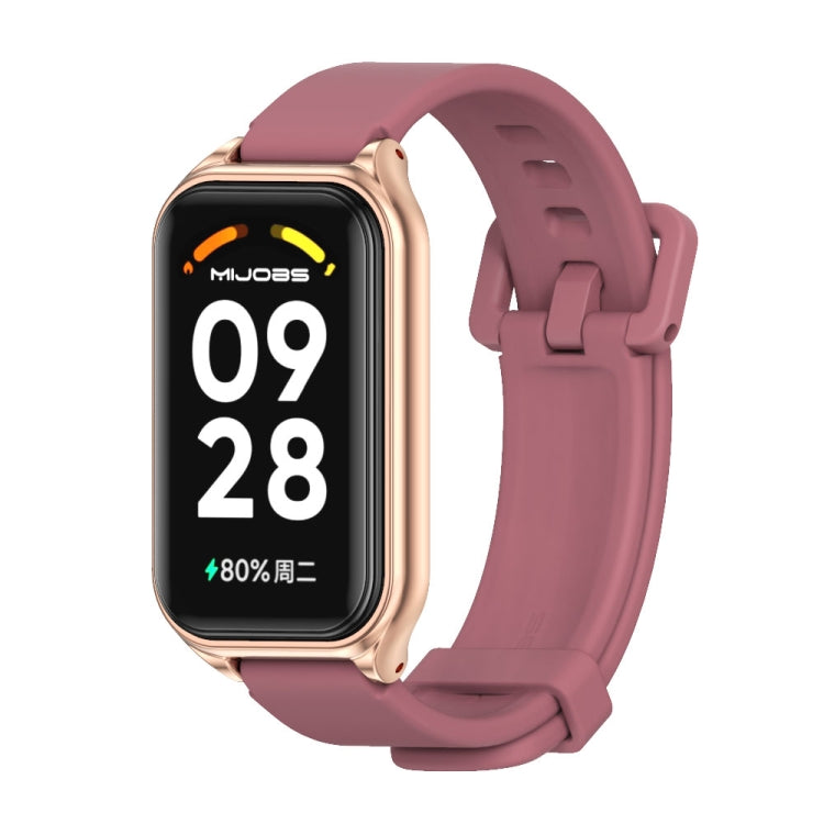 For Redmi Band 2 Mijobs Metal Shell Silicone Watch Band(Wine Red Rose Gold) -  by MIJOBS | Online Shopping South Africa | PMC Jewellery