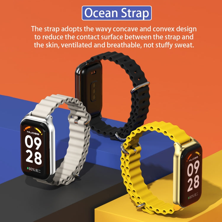 For Redmi Band 2 Mijobs Metal Shell Ocean Silicone Watch Band(Black) -  by MIJOBS | Online Shopping South Africa | PMC Jewellery