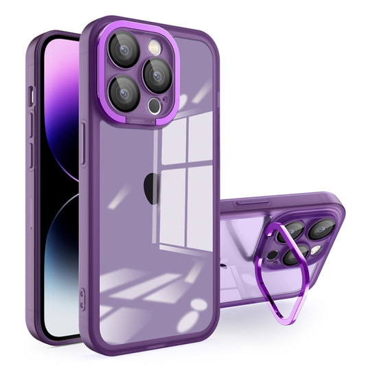 For iPhone 13 Pro Max Invisible Lens Bracket Matte Transparent Phone Case(Purple) - iPhone 13 Pro Max Cases by PMC Jewellery | Online Shopping South Africa | PMC Jewellery