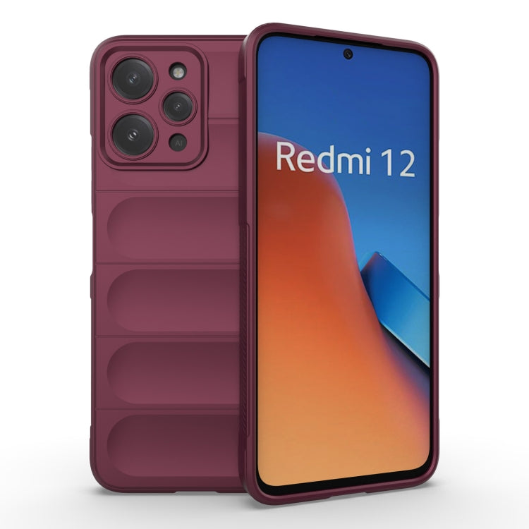 For Xiaomi Redmi 12 4G Magic Shield TPU + Flannel Phone Case(Wine Red) - Xiaomi Cases by PMC Jewellery | Online Shopping South Africa | PMC Jewellery