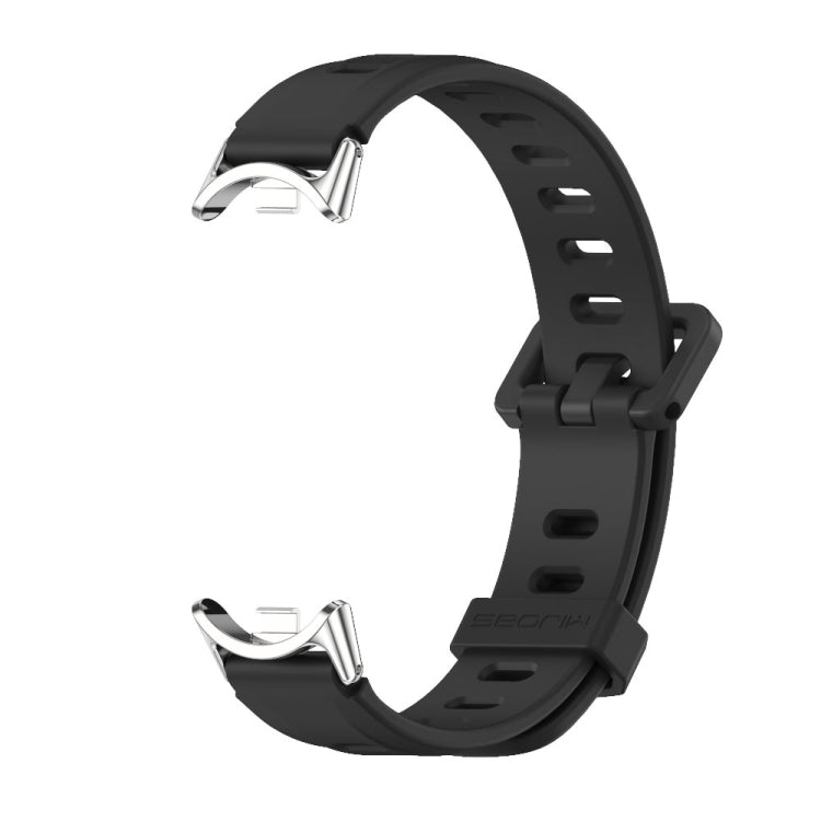 For Xiaomi Mi Band 8 Mijobs Flat Hole Breathable Silicone Watch Band(Black+Silver) -  by MIJOBS | Online Shopping South Africa | PMC Jewellery