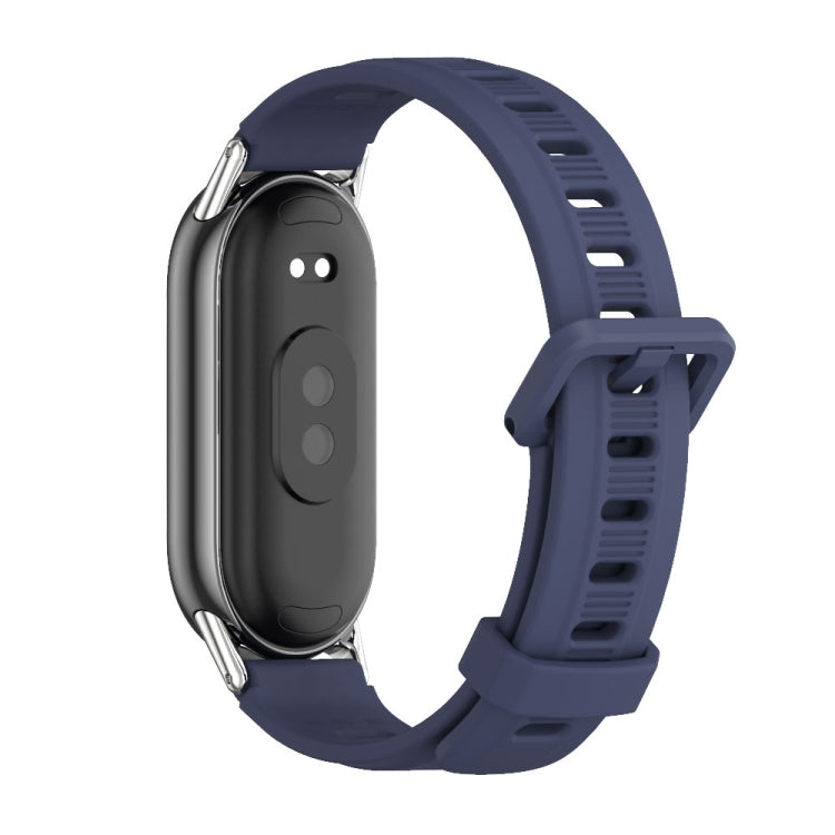 For Xiaomi Mi Band 8 Mijobs Flat Hole Breathable Silicone Watch Band(Midnight Blue+Silver) -  by MIJOBS | Online Shopping South Africa | PMC Jewellery