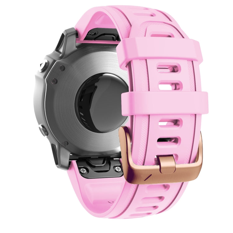 For Garmin Fenix 7S / 6S Pro / 5S Plus 20mm Rose Gold Buckle Silicone Watch Band(Pink) - Watch Bands by PMC Jewellery | Online Shopping South Africa | PMC Jewellery