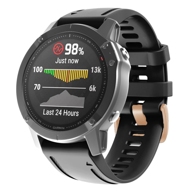 For Garmin Fenix 7S / 6S Pro / 5S Plus 20mm Rose Gold Buckle Silicone Watch Band(Black) - Watch Bands by PMC Jewellery | Online Shopping South Africa | PMC Jewellery