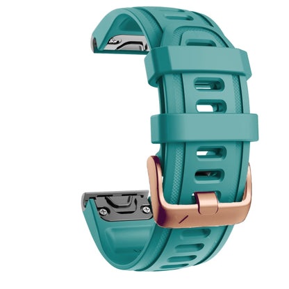 For Garmin Fenix 7S / 6S Pro / 5S Plus 20mm Rose Gold Buckle Silicone Watch Band(Blue Green) - Watch Bands by PMC Jewellery | Online Shopping South Africa | PMC Jewellery