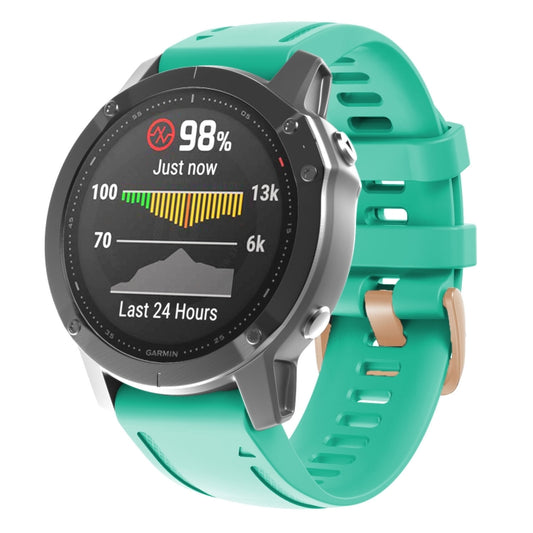 For Garmin Fenix 7S / 6S Pro / 5S Plus 20mm Rose Gold Buckle Silicone Watch Band(Teal Green) - Watch Bands by PMC Jewellery | Online Shopping South Africa | PMC Jewellery