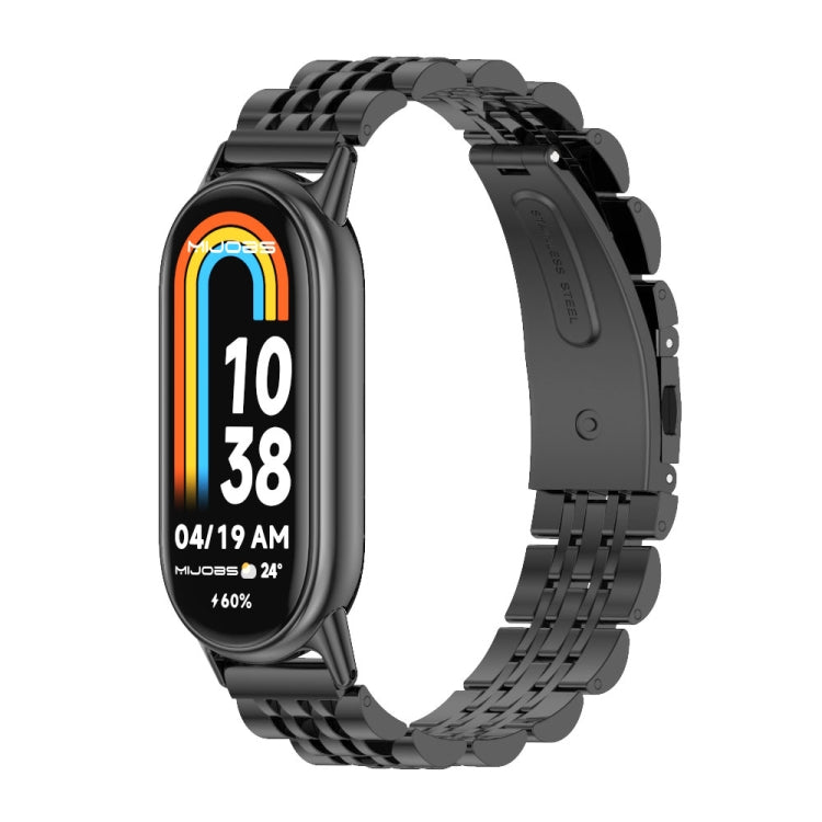 For Xiaomi Mi Band 8 Mijobs Seven Bead Stainless Steel Watch Band(Black) -  by MIJOBS | Online Shopping South Africa | PMC Jewellery