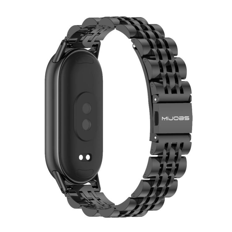 For Xiaomi Mi Band 8 Mijobs Seven Bead Stainless Steel Watch Band(Black) -  by MIJOBS | Online Shopping South Africa | PMC Jewellery