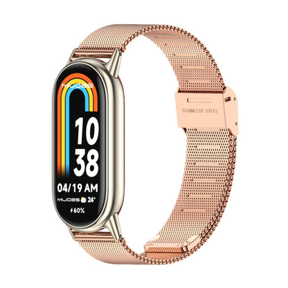 For Xiaomi Mi Band 8 Mijobs Milan Buckle Metal Stainless Steel Watch Band(Rose Gold+Light Gold) -  by PMC Jewellery | Online Shopping South Africa | PMC Jewellery