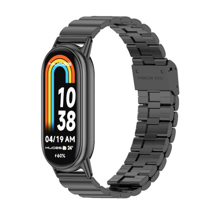 For Xiaomi Mi Band 8 Mijobs Bamboo Buckle Stainless Steel Watch Band(Black) -  by MIJOBS | Online Shopping South Africa | PMC Jewellery
