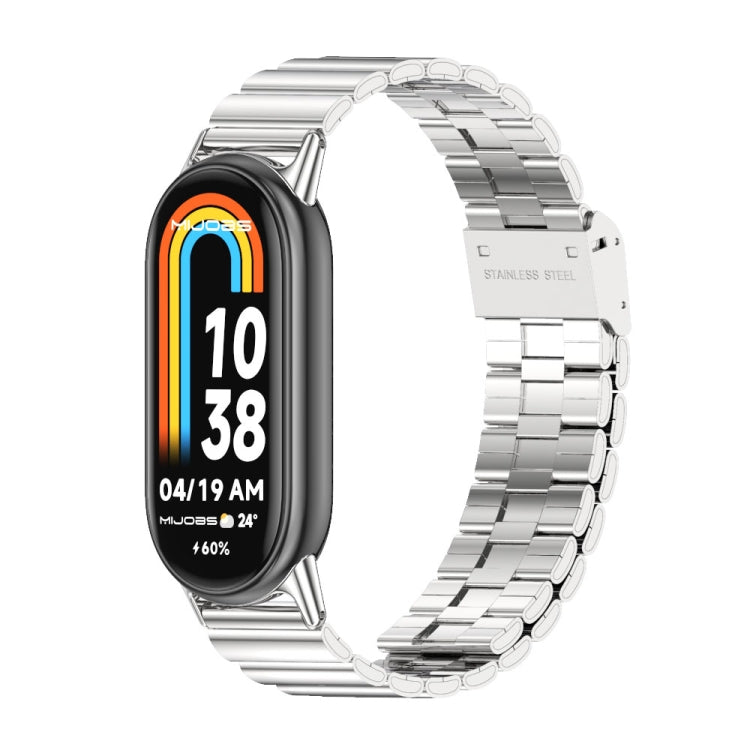 For Xiaomi Mi Band 8 Mijobs Bamboo Buckle Stainless Steel Watch Band(Silver) -  by MIJOBS | Online Shopping South Africa | PMC Jewellery