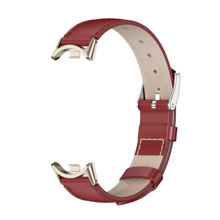 For Xiaomi Mi Band 8 Mijobs Genuine Leather Watch Band(Red Light Gold) -  by MIJOBS | Online Shopping South Africa | PMC Jewellery