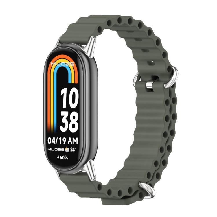 For Xiaomi Mi Band 8 Mijobs Marine Silicone Breathable Watch Band(Khaki Green Silver) -  by MIJOBS | Online Shopping South Africa | PMC Jewellery