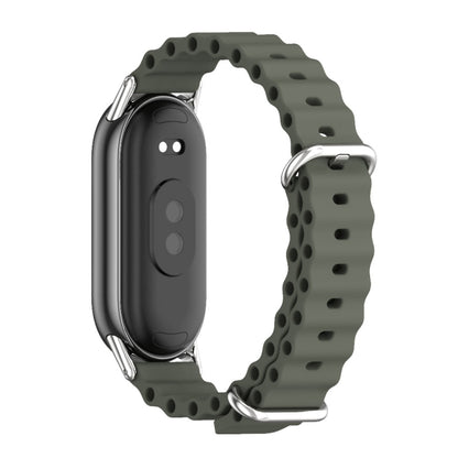 For Xiaomi Mi Band 8 Mijobs Marine Silicone Breathable Watch Band(Khaki Green Silver) -  by MIJOBS | Online Shopping South Africa | PMC Jewellery