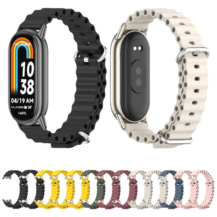 For Xiaomi Mi Band 8 Mijobs Marine Silicone Breathable Watch Band(Black Silver) -  by MIJOBS | Online Shopping South Africa | PMC Jewellery