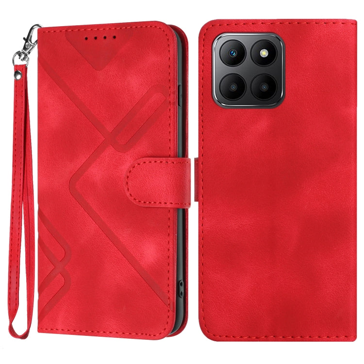 For Honor 70 Lite Line Pattern Skin Feel Leather Phone Case(Red) - Honor Cases by PMC Jewellery | Online Shopping South Africa | PMC Jewellery