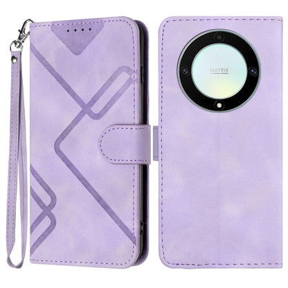 For Honor Magic5 Lite 5G Line Pattern Skin Feel Leather Phone Case(Light Purple) - Honor Cases by PMC Jewellery | Online Shopping South Africa | PMC Jewellery