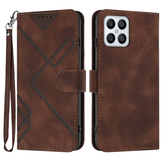 For Honor X8 4G/X30i/Play6T Pro Line Pattern Skin Feel Leather Phone Case(Coffee) - Honor Cases by PMC Jewellery | Online Shopping South Africa | PMC Jewellery