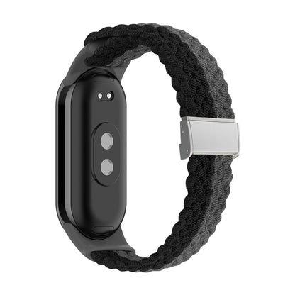 For Xiaomi Mi Band 8 Adjustable Nylon Braided Steel Buckle Watch Band(Black Grey) - Watch Bands by PMC Jewellery | Online Shopping South Africa | PMC Jewellery