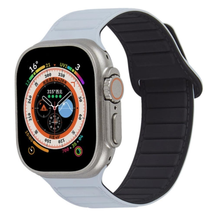 For Apple Watch 8 41mm Loop Magnetic Silicone Watch Band(Grey Black) - Watch Bands by PMC Jewellery | Online Shopping South Africa | PMC Jewellery