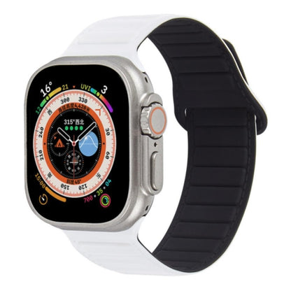 For Apple Watch 8 45mm  Loop Magnetic Silicone Watch Band(White Black) - Watch Bands by PMC Jewellery | Online Shopping South Africa | PMC Jewellery