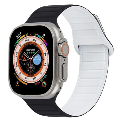 For Apple Watch SE 44mm Loop Magnetic Silicone Watch Band(Black White) - Watch Bands by PMC Jewellery | Online Shopping South Africa | PMC Jewellery