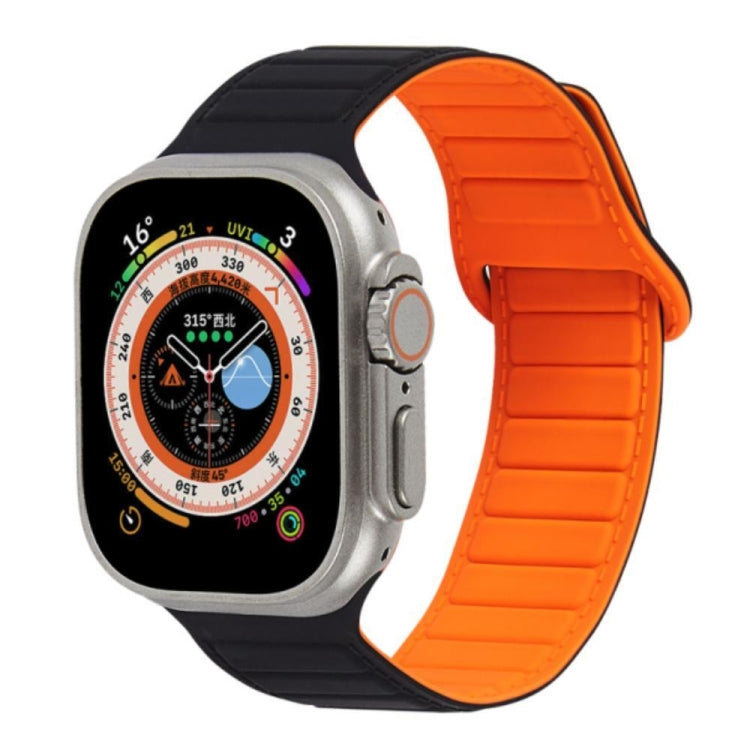 For Apple Watch SE 44mm Loop Magnetic Silicone Watch Band(Black Orange) - Watch Bands by PMC Jewellery | Online Shopping South Africa | PMC Jewellery