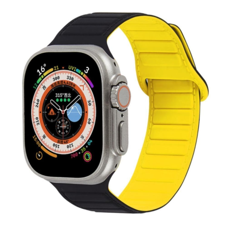 For Apple Watch 6 40mm Loop Magnetic Silicone Watch Band(Black Yellow) - Watch Bands by PMC Jewellery | Online Shopping South Africa | PMC Jewellery