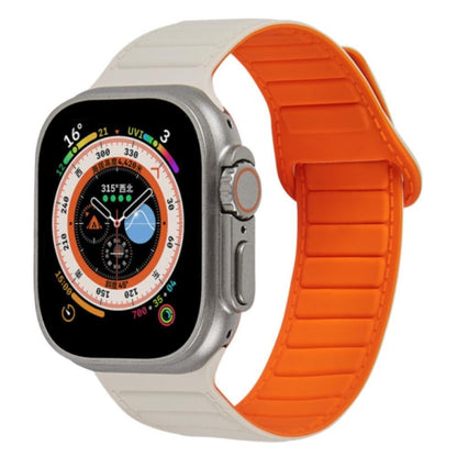 For Apple Watch 6 44mm Loop Magnetic Silicone Watch Band(Starlight Orange) - Watch Bands by PMC Jewellery | Online Shopping South Africa | PMC Jewellery