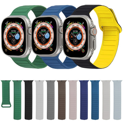 For Apple Watch 42mm Loop Magnetic Silicone Watch Band(Grey Orange) - Watch Bands by PMC Jewellery | Online Shopping South Africa | PMC Jewellery