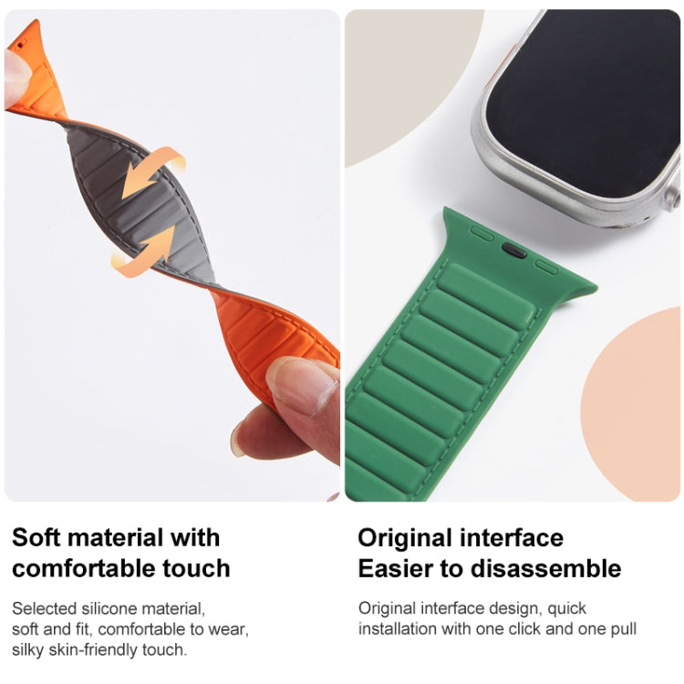 For Apple Watch 2 42mm Loop Magnetic Silicone Watch Band(Grey Orange) - Watch Bands by PMC Jewellery | Online Shopping South Africa | PMC Jewellery