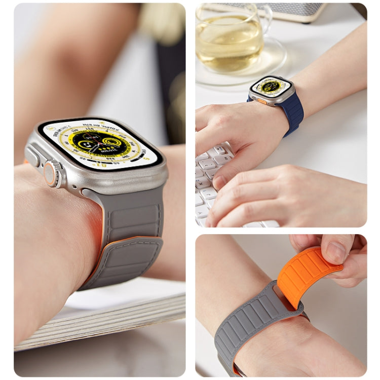 For Apple Watch 6 44mm Loop Magnetic Silicone Watch Band(Black Yellow) - Watch Bands by PMC Jewellery | Online Shopping South Africa | PMC Jewellery