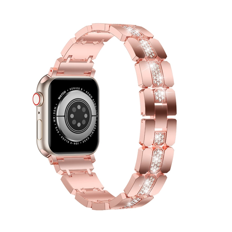 Diamond Metal Watch Band For Apple Watch 7 41mm(Pink) - Watch Bands by PMC Jewellery | Online Shopping South Africa | PMC Jewellery