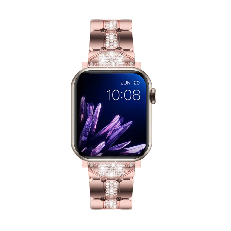 Diamond Metal Watch Band For Apple Watch 7 45mm(Pink) - Watch Bands by PMC Jewellery | Online Shopping South Africa | PMC Jewellery