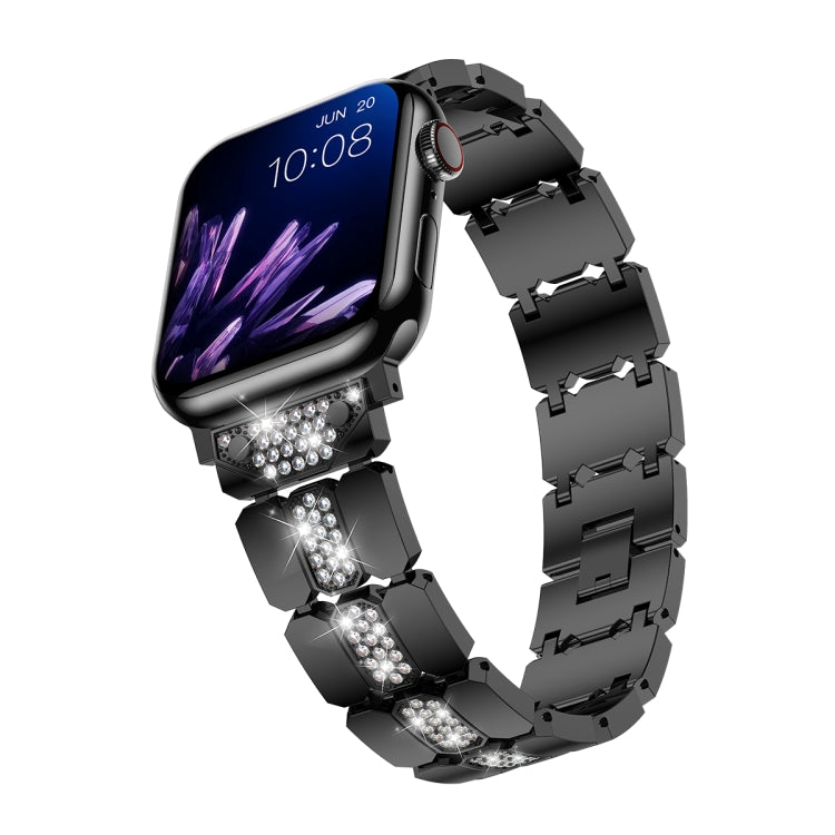 Diamond Metal Watch Band For Apple Watch 7 45mm(Black) - Watch Bands by PMC Jewellery | Online Shopping South Africa | PMC Jewellery