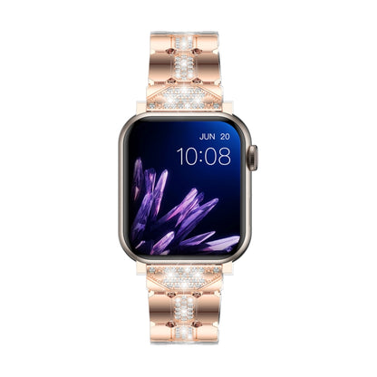 Diamond Metal Watch Band For Apple Watch 7 45mm(Rose Gold) - Watch Bands by PMC Jewellery | Online Shopping South Africa | PMC Jewellery