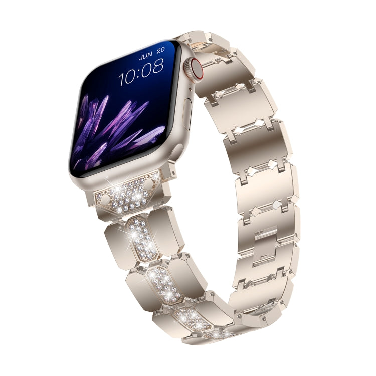 Diamond Metal Watch Band For Apple Watch SE 40mm(Starlight) - Watch Bands by PMC Jewellery | Online Shopping South Africa | PMC Jewellery