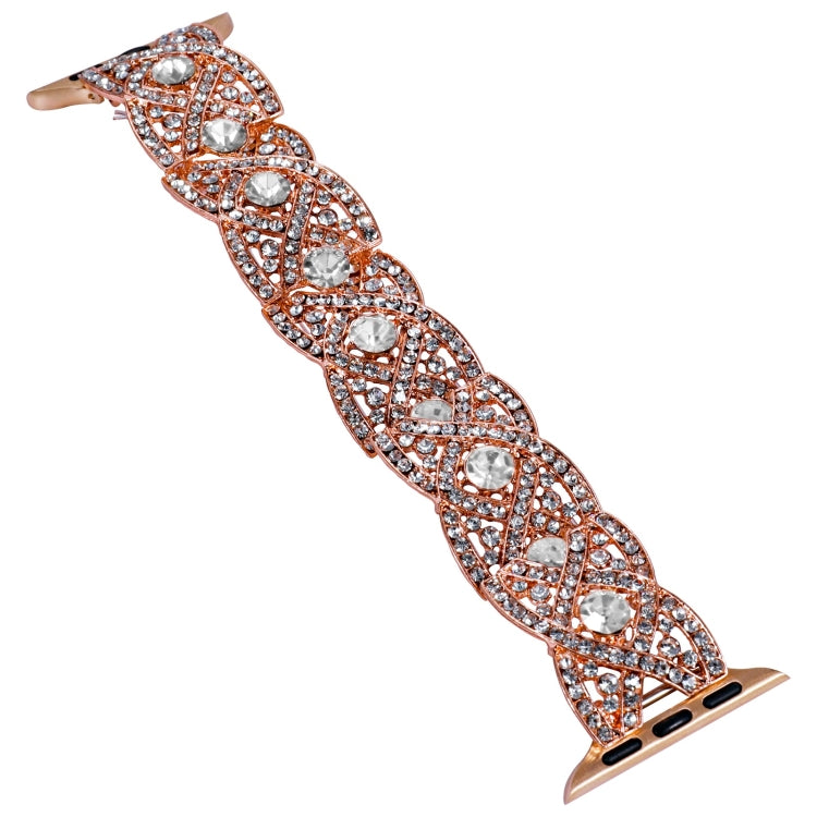 Diamonds Twist Metal Watch Band For Apple Watch SE 2022 40mm(Rose Gold White) - Watch Bands by PMC Jewellery | Online Shopping South Africa | PMC Jewellery