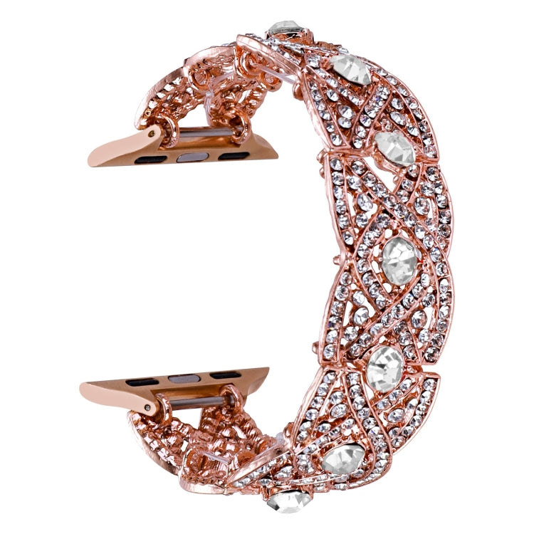 Diamonds Twist Metal Watch Band For Apple Watch SE 44mm(Rose Gold White) - Watch Bands by PMC Jewellery | Online Shopping South Africa | PMC Jewellery