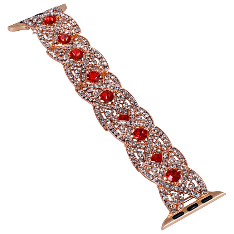 Diamonds Twist Metal Watch Band For Apple Watch 3 38mm(Rose Gold Red) - Watch Bands by PMC Jewellery | Online Shopping South Africa | PMC Jewellery