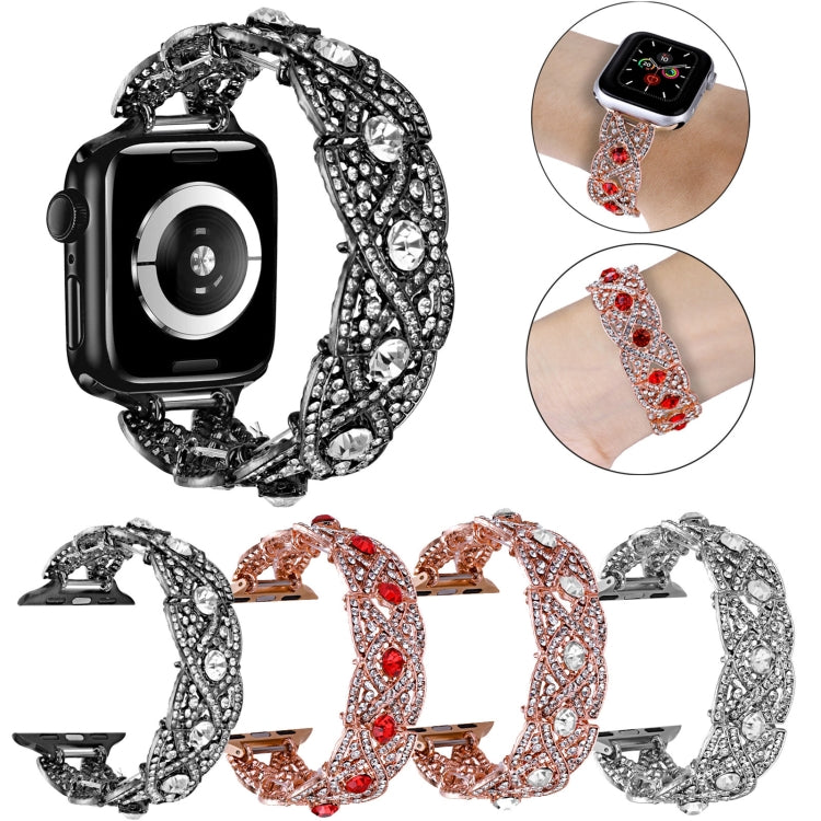 Diamonds Twist Metal Watch Band For Apple Watch SE 44mm(Rose Gold White) - Watch Bands by PMC Jewellery | Online Shopping South Africa | PMC Jewellery