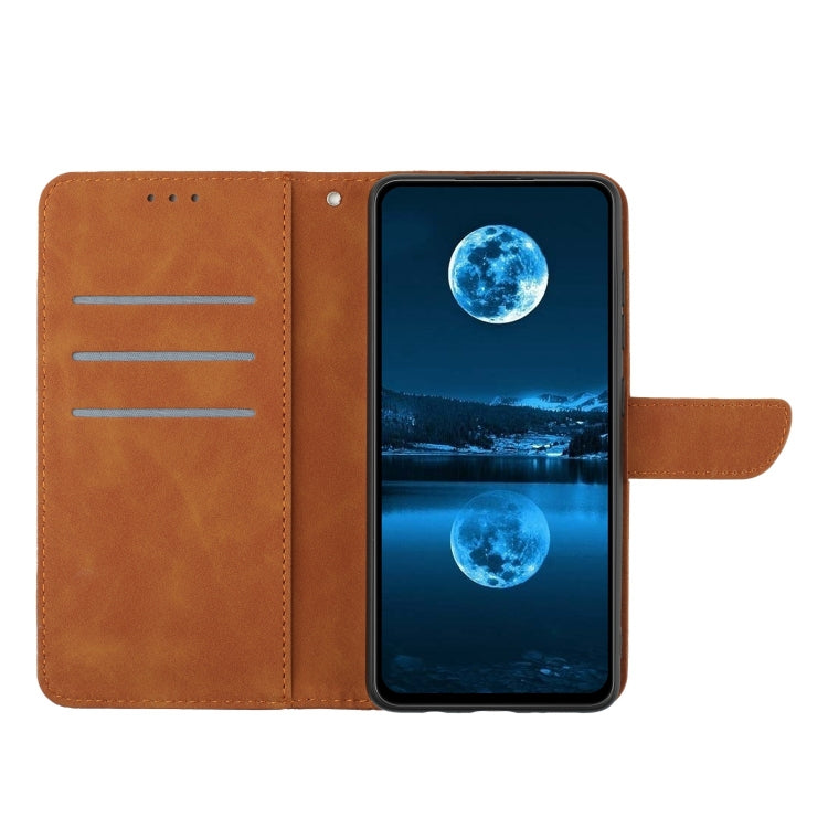 For Huawei P60 Pro Stitching Embossed Leather Phone Case(Brown) - Huawei Cases by PMC Jewellery | Online Shopping South Africa | PMC Jewellery